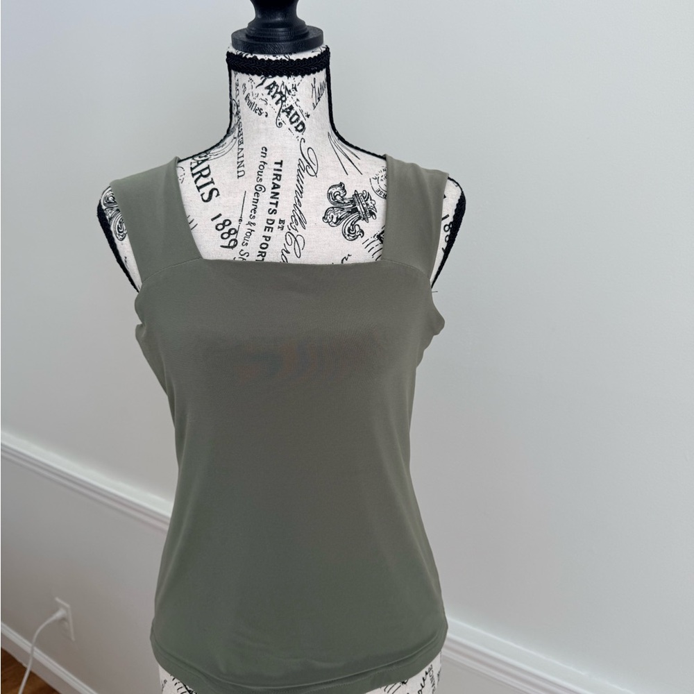 Joseph Ribkoff Khaki Square Neck Tank Top